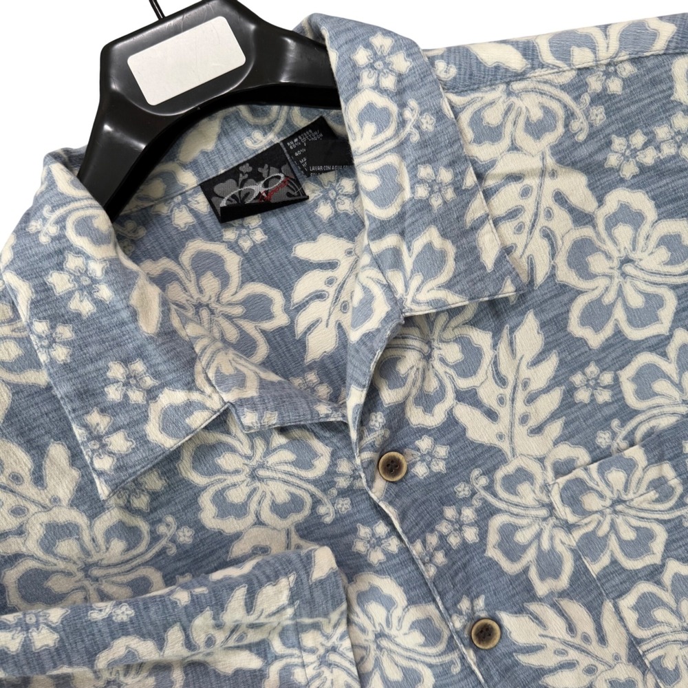 VTG Ocean Pacific Shirt XL Rayon Blend Mens Floral Hawaiian Hibiscus Wooden